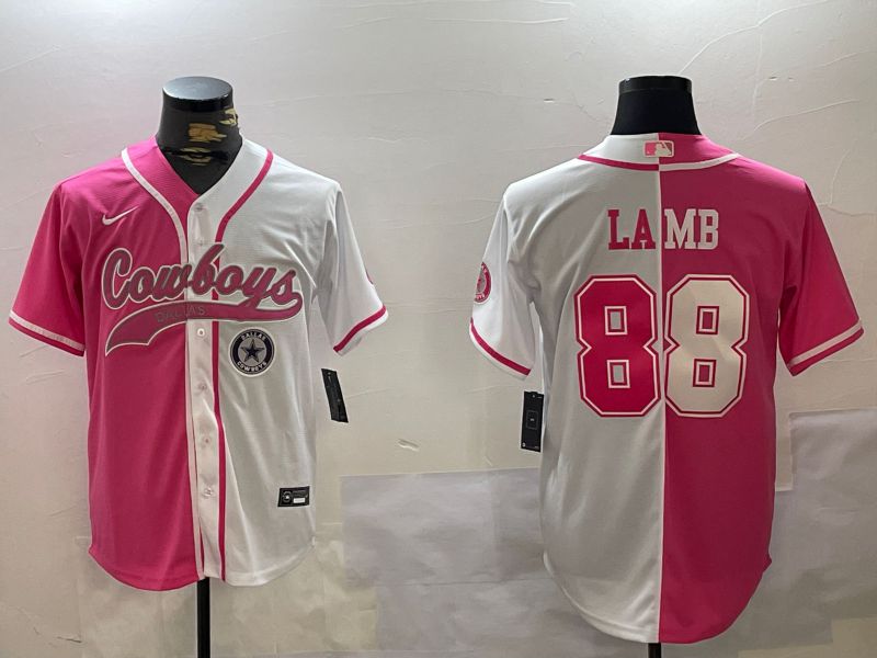 Men Dallas Cowboys #88 Lamb white pink Joint Name 2024 Nike Limited NFL Jersey style 3